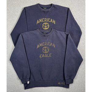 American Eagle XL Navy AE-025 Graphic Sweatshirt Lot of 2 Vintage Style